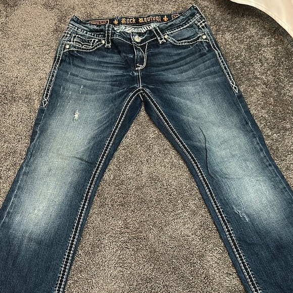 Rock Revival Dark Blue Jeans with Embroidered Pockets - Picture 2 of 3